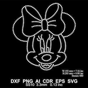 ラインストーンマウステンプレート ラインストーンSS10マウステンプレート ラインストーンマウス SVG PNG DXF Aiデザイン ラインストーンミッキーミニーデザイン