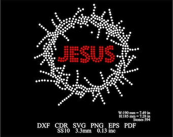 Jesus Rhinestone Template SVG SS10 Rhinestone Jesus Design Rhinestone Blessed Template Rhinestone Faith template Rhinestone Jesus Design svg