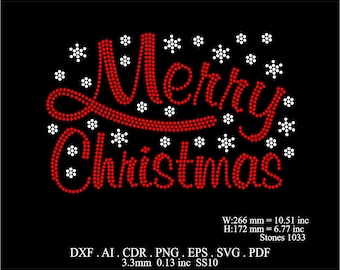 Rhinestone Merry Christmas Template Rhinestone Merry Christmas Design SS10 Christmas Rhinestone Svg Png Files Rhinestone Xmas Template