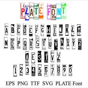 License Plate Font And Numbers Svg Png License Plate Alphabet Letters License Plate Numbers Ttf Eps Font License Plates,Digital Download