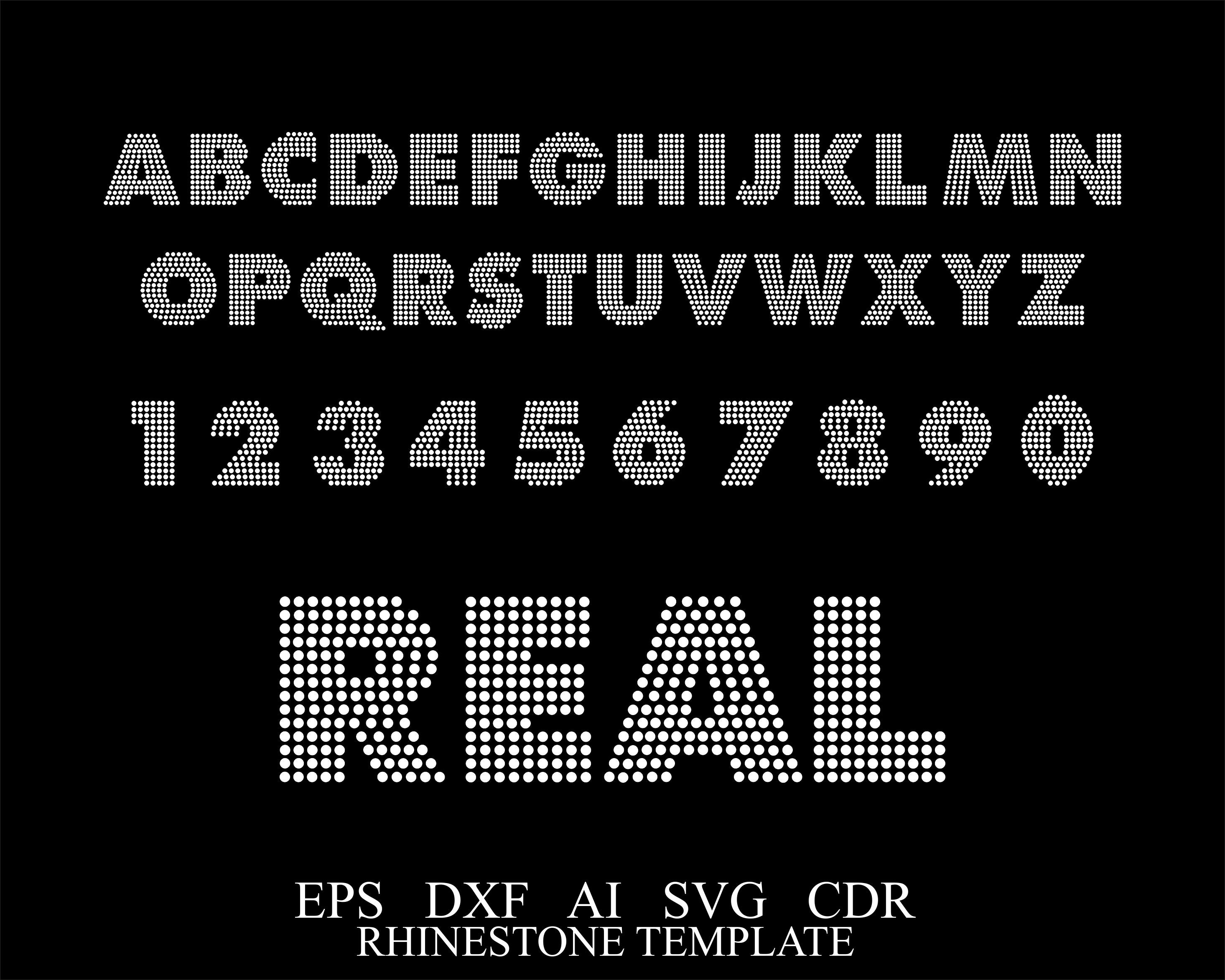 Rhinestone Font Template SVG Rhinestone Font SS10 Rhinestone College ...