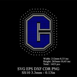 Rhinestone Letters Template SS10 Rhinestone Big C Letters Template Rhinestone Huge C Letters Desing SVG Dxf Png Rhinestone College Font