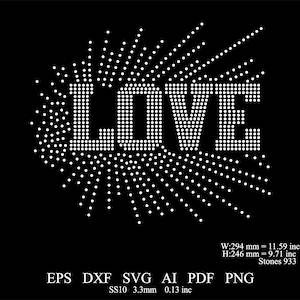 Rhinestone Love Template Svg Rhinestone Scattered Love Design Rhinestone Valentine's day Love Design Svg Png Rhinestone Love ss10