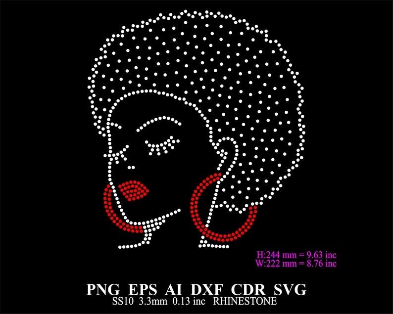 Rhinestone Afro Woman Template Rhinestone SS10 Black Woman Design Afro ...