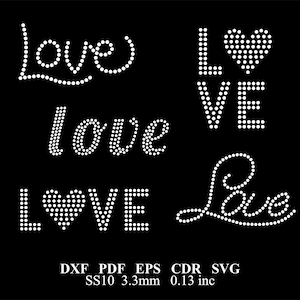 Rhinestone Love Template Rhinestone Love Bundle Template Rhinestone Valentine&#39;s day Love Design Svg Png Rhinestone Love Design Eps ss10