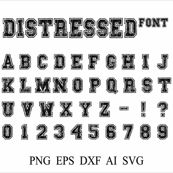 Distressed Font SVG Distressed Alphabet Svg College Font Distressed Letters Svg Png Distressed Script College Alphabet Varsity Letters svg