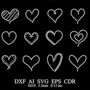 Rhinestone Heart Template Rhinestone Heart ss10 Design Rhinestone Heart Svg Dxf Eps Ai Template Rhinestone SS10 12 Piece Heart Design