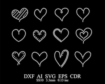 Rhinestone Heart Template Rhinestone Heart ss10 Design Rhinestone Heart Svg Dxf Eps Ai Template Rhinestone SS10 12 Piece Heart Design