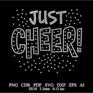 Rhinestone Just cheer Template Svg Png Dxf SS10 Rhinestone Cheer Template Rhinestone T-shirt Design Template Rhinestone Cheer Design
