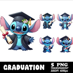 5 PNG Stitch Graduation Design Senior Stitch Png Stitch Graduation Clipart Stitch Kid T-Shirt Png Design High Resolution Transparent Png