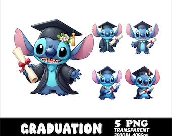 5 PNG Stitch Graduation Design Senior Stich Png Stitch Graduation Clipart Stich Kind T-Shirt Png Design Hohe Auflösung Transparent Png