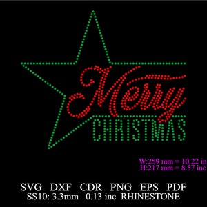 Rhinestone Christmas Template Merry Christmas Rhinestone Design Merry Christmas Rhinestone Design Svg Dxf Png Xmas Rhinestone SS10 Template