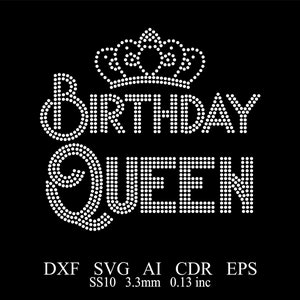 Rhinestone Birthday Qqueen Template Rhinestone SS10 Birthday Qqueen Design Rhinestone Birthday Template SVG Rhinestone Template Dxf Eps Ai