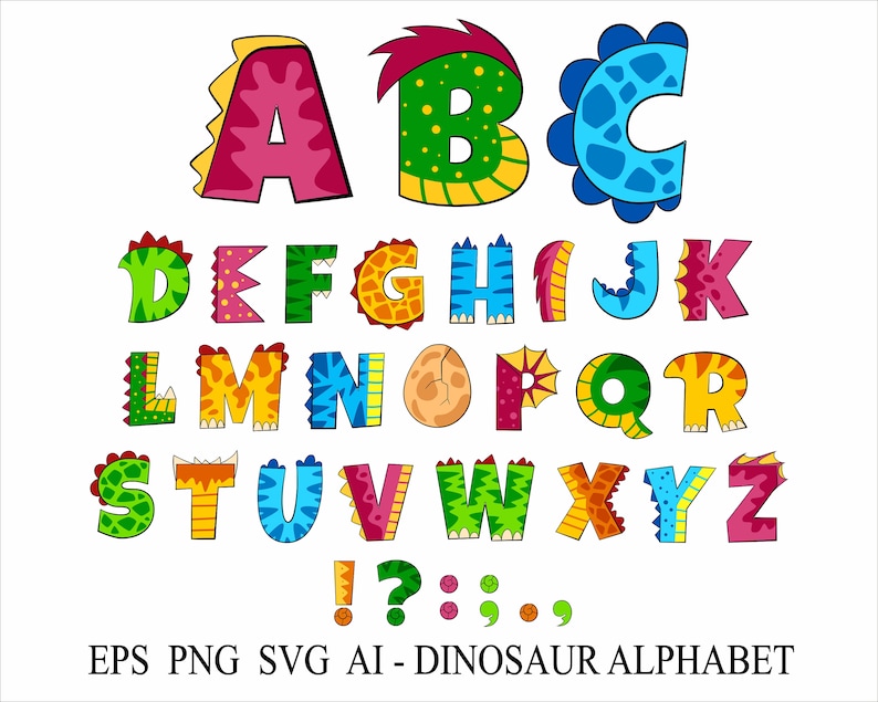 Dinosaur Font Svg Letters Dinosaur Font Png Eps Dinosaur Kids Birthday