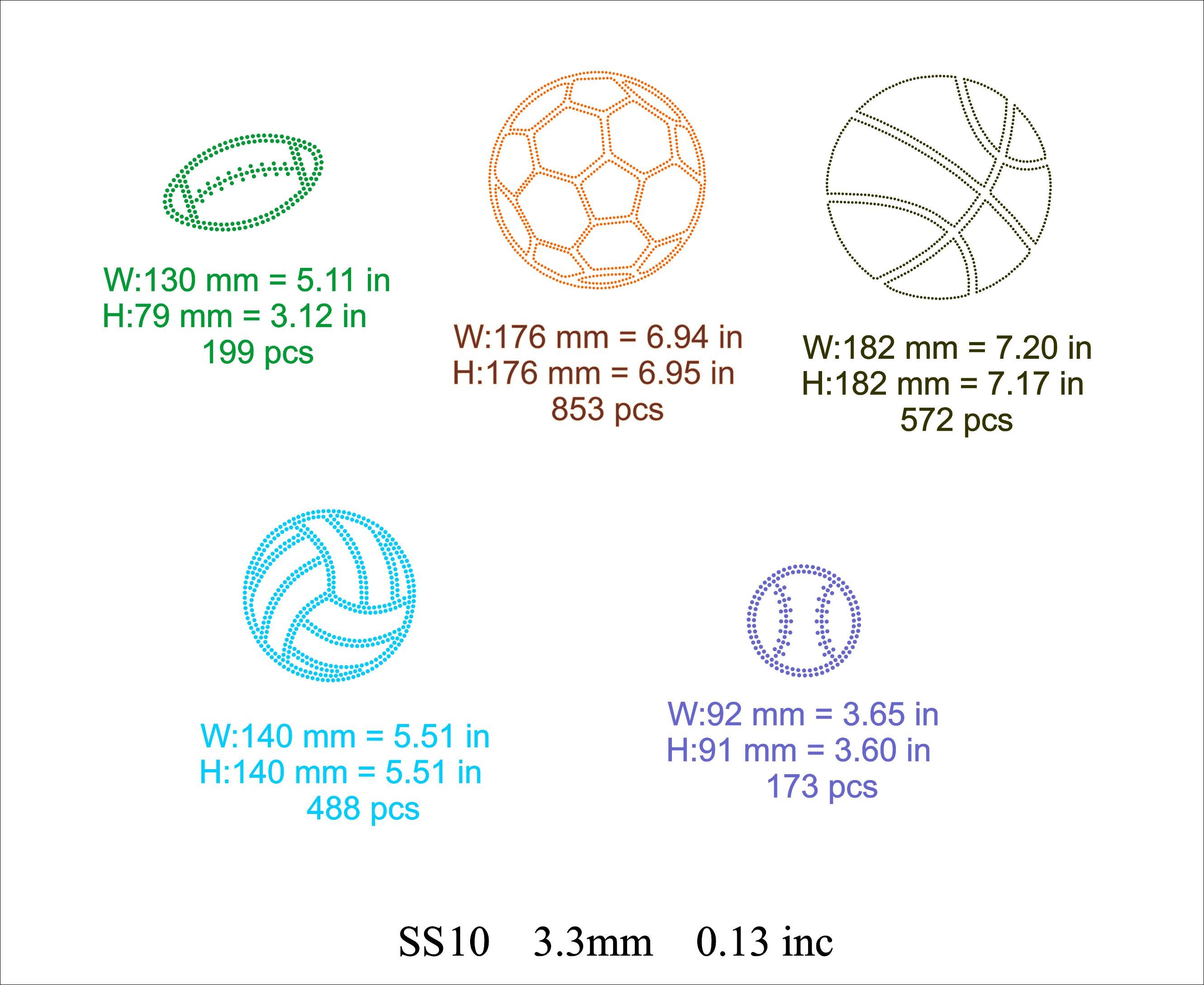 Rhinestone Ball Templates Rhinestone SS10 Football Basketball ...