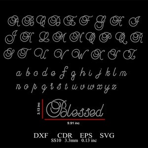 Rhinestone Font Template Rhinestone Script Alphabet Template Rhinestone Hand Writing Font SS10 Design Rhinestone Letters Template Svg