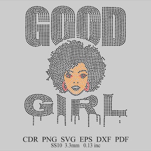 Rhinestone Template Afro Girl SS10 Rhinestone Good Afro Girl Design Black Afro Lady Rhinestone Template Svg Rhinestone Afro Woman Template
