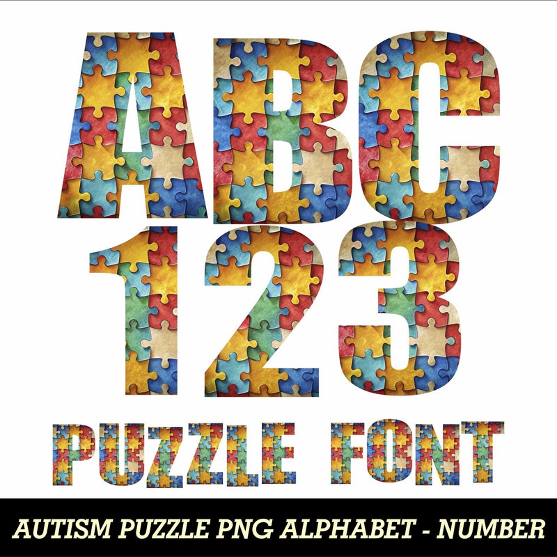 Puzzle Pattern Letters Numbers and Letters Puzzle - Etsy