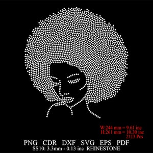 RhinestoneAfro Girl Template Black Queeen Woman ss10 Rhinestone Design Svg Rhinestone Afro Lady Template Rhinestone Black Women Template