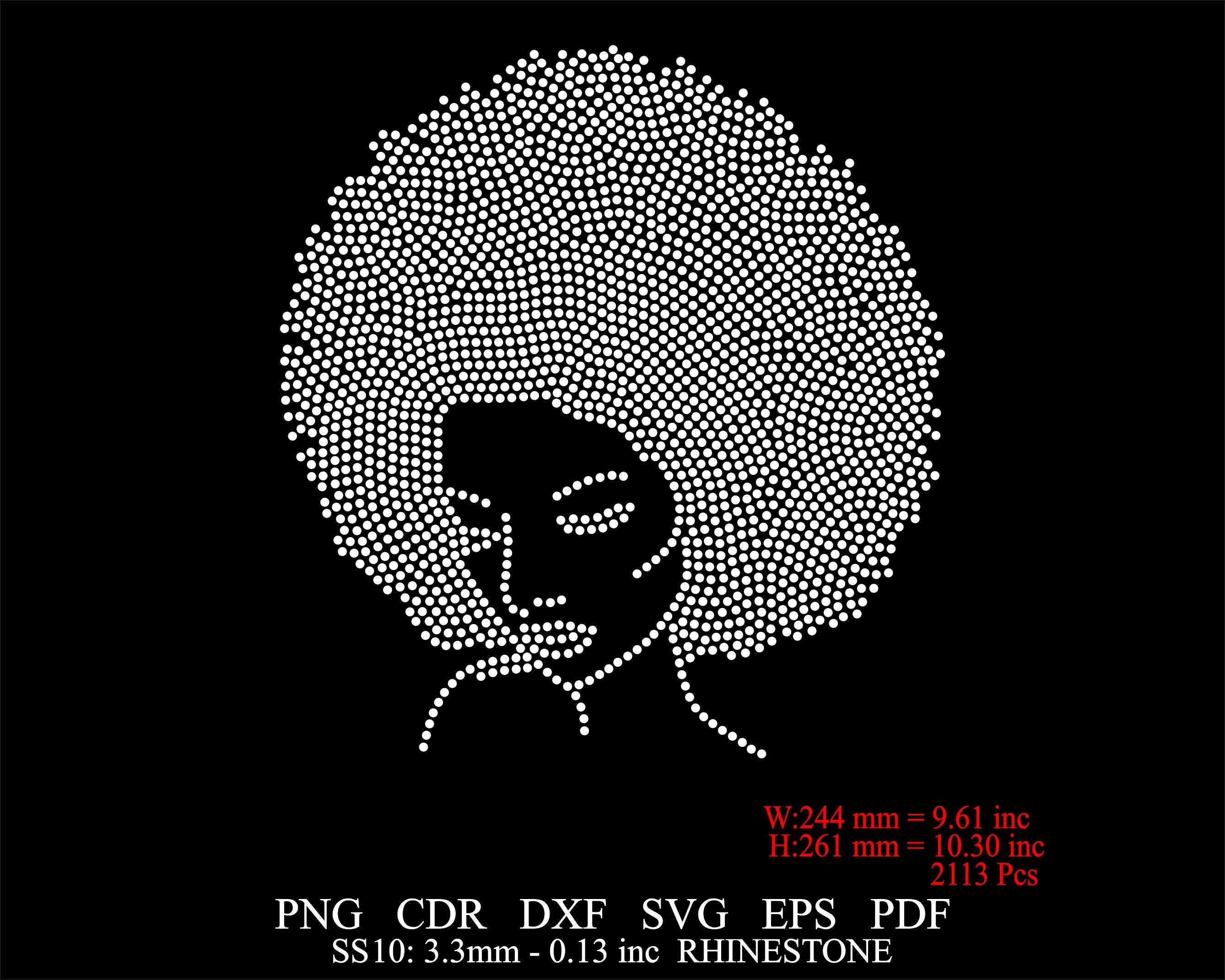 Rhinestone Afro Girl Template Black Queeen Woman SS10 Rhinestone Design ...