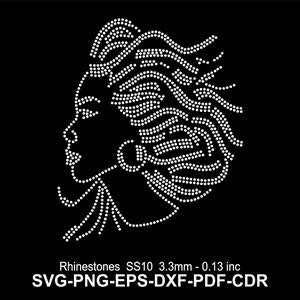 Rhinestone Afro Woman Template SS10 Afro Woman Rhinestone Black Afro Lady Template SVG Afro Women Black Rhinestone Template