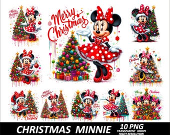 10 PNG Minnie Christmas Bundle Design High Quality Sublimation Printing Minnie Christmas PNG Design Mouse Png