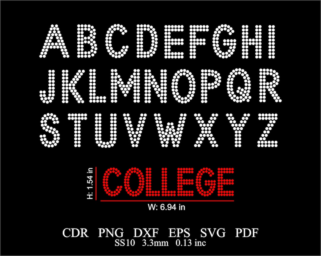 Rhinestone Alphabet Template Svg Rhinestone Letters Svg Png Dxf SS10
