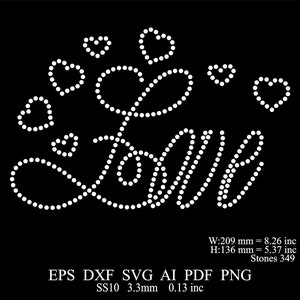 Rhinestone Love Template Rhinestone Love Design Rhinestone Valentine's day Template Ai Svg Png Rhinestone Love Design ss10