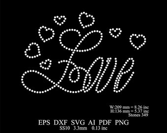 Rhinestone Love Template Rhinestone Love Design Rhinestone Valentine's day Template Ai Svg Png Rhinestone Love Design ss10