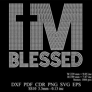 Rhinestone Blessed Template SS10 Rhinestone Blessed Design Rhinestone IM Blessed Template rhinestone Faith template Rhinestone religious