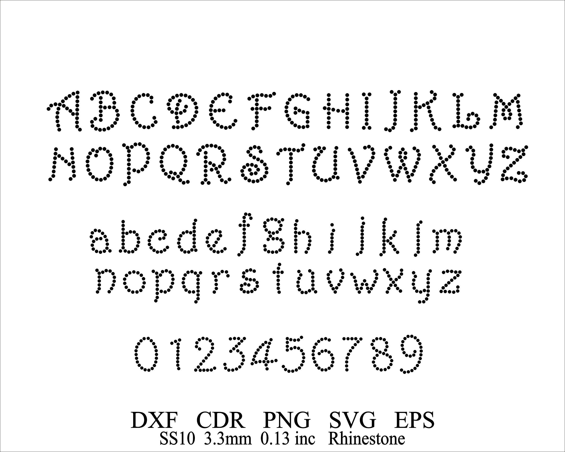 Rhinestone Font Template Svg Rhinestone Font Template Png Dxf SS10 ...
