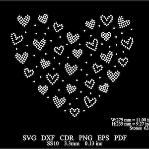 Rhinestone Heart Template Svg Rhinestone Heart Design Rhinestone SS10 T-Shirt Heart Template Rhinestone Heart valentine's day Png Template