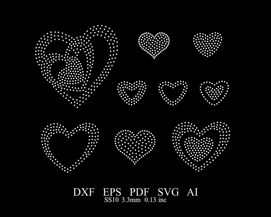 Rhinestone Heart Template Rhinestone 9 Piece Heart Design Rhinestone