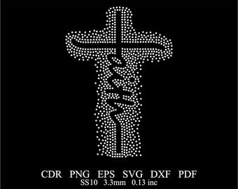 Rhinestone Faith Template SVG Rhinestone Faith Design Svg Dxf Png Cross Rhinestone Tamplate Cross SS10 Rhinestone Religious Template