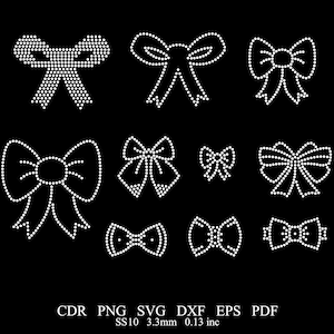 Rhinestone Ribbon Template Rhinestone Cheer Bow Template SS10 Gradient Bow 10 pcs Design Rhinestone Ribbon Bundle Design
