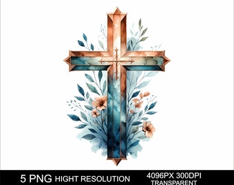 5 kruis png-ontwerp hoge kwaliteit transparant sublimatie printen digitale download transparant christelijk png-kruis direct downloaden