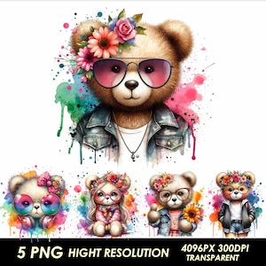 5 Png Teddy Bear Girl Clipart Png Pack High Quality Sublimation Printing Girl Street Style Teddy Bear Shirt PNG Design Street Design