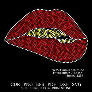 Lip Rhinestone Template Rhinestone 3 Color Lip Template Rhinestone Lip SS10  Design Rhinestone Lip Svg Png Eps Dxf Rhinestone Lip