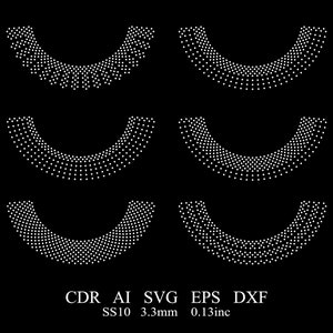 Modelo de colarinho com strass, 6 peças, modelo de colarinho com strass, SS10, decote, modelo SVG, colar com strass, DXF, SVG, EPS, AI V22