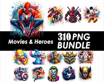 SuperHero 310 PNG Design Bundle Movies and Heroes High Quality Sublimation Printing Png Design