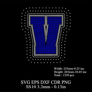 Rhinestone Letters Template SS10 Rhinestone Big V Letters Template Rhinestone Huge V Letters Desing Dxf Svg Png Rhinestone College Font