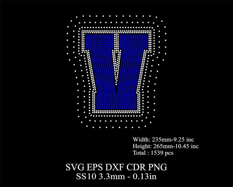 Rhinestone Letters Template SS10 Rhinestone Big V Letters Template ...