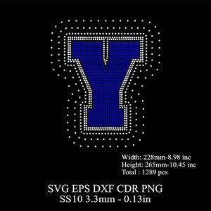 Rhinestone Letters Template SS10 Rhinestone Huge Y Letters Desing Dxf Svg Png Rhinestone College Font Rhinestone Big Y Letters Template