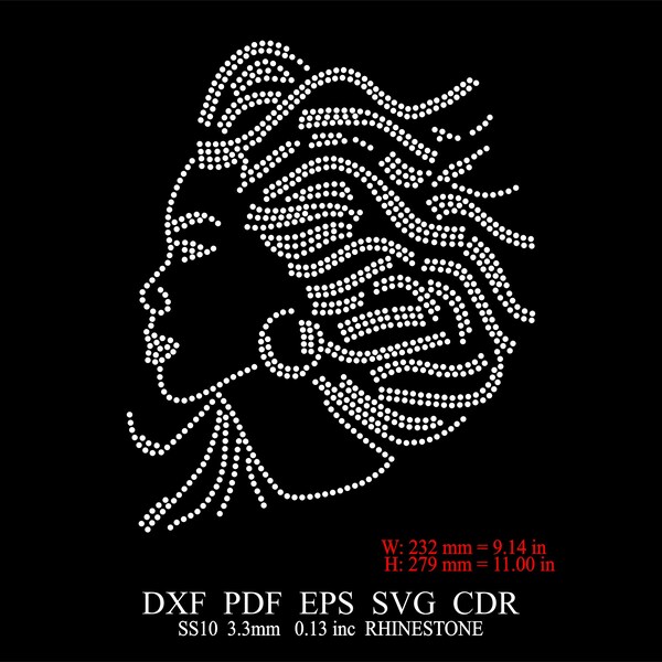 Rhinestone Afro Woman Template SS10 Afro Woman Rhinestone Black Afro Lady Template SVG Afro Women Black Rhinestone Template