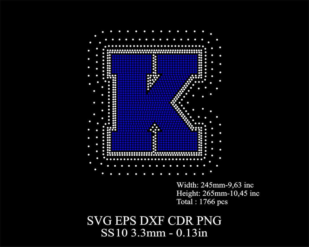 K Pop Rhinestone Patterns Rhinestone Letters Template SS10 Rhinestone Big K Letters Template ...