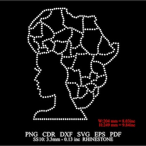 Rhinestone Afro Girl Template Rhinestone SS10 Afro Woman Design Rhinestone Afro Women African Template SVG Black Women Rhinestone Template