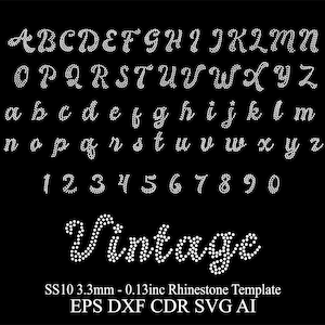 Rhinestone Font Template Rhinestone Font SS10 Rhinestone Alphabet Vintage Pattern Rhinestone Font Design Rhinestone Letters Template