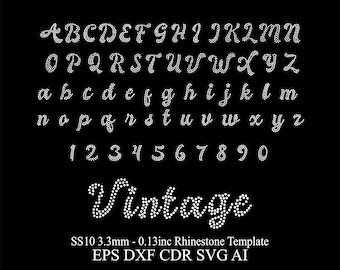 Rhinestone Font Template Rhinestone Font SS10 Rhinestone Alphabet Vintage Pattern Rhinestone Font Design Rhinestone Letters Template