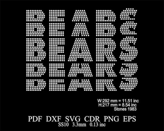 Rhinestone Bears Template Rhinestone SS10 Sport Football Baseball Design Bears SS10 Rhinestone Design Svg Png Dxf Bears Rhinestone Pattern