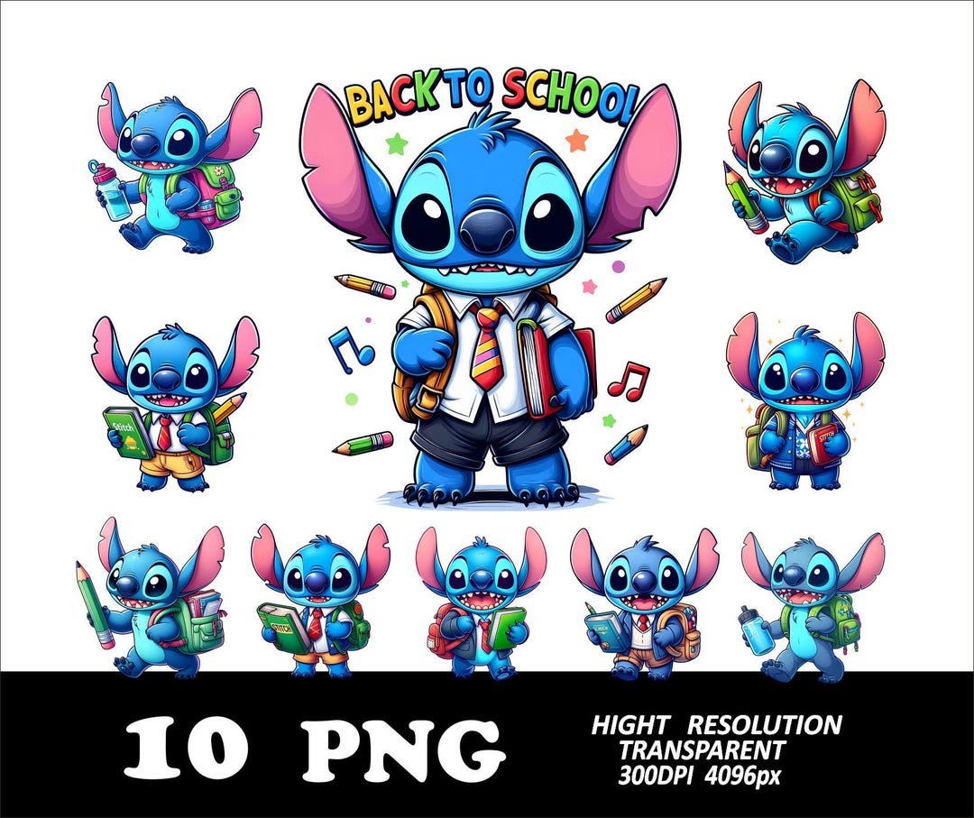 10 PNG Stitch Back to School Bundle Design Stitch Png Clipart Digital ...